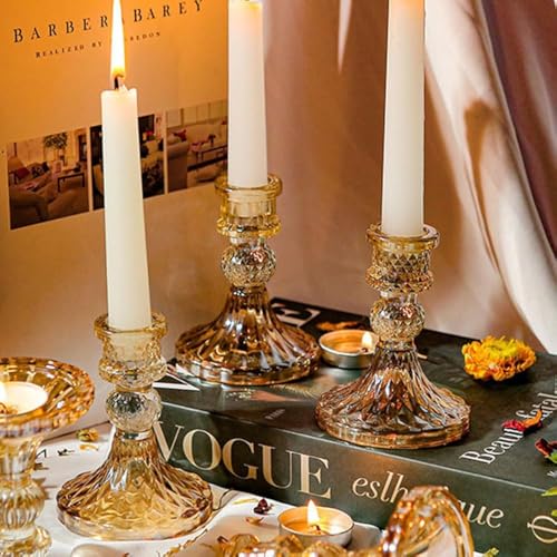 Glas Bernstein Kerzenhalter F R Stumpenkerze Und Spitzkerze