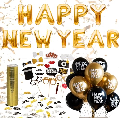 Silvester Dekoration Set 2026 Neujahrsdeko Mit Ballon Luftschlangen
