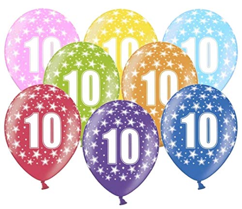 10 Kunterbunte Luftballons 10 Geburtstag Metallic 30cm Deko