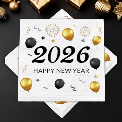40 St Ck Silvester Servietten Happy New Year