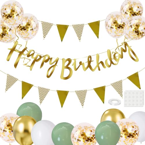 Geburtstag Dekoration Set Gr N Gold Luftballons Geburtstagsdeko