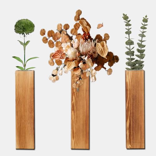 Abiemuce 3 St Ck Wandvase Aus Holz Wandpflanzgef