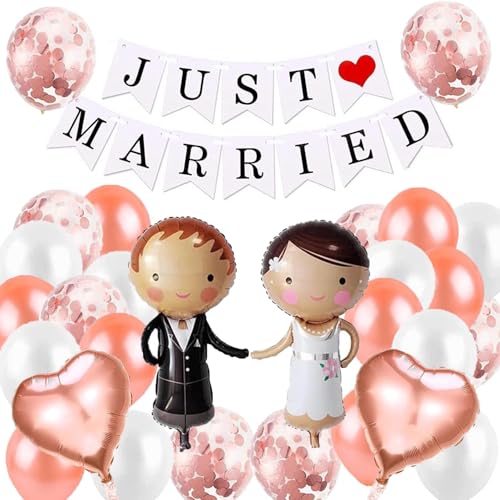 Hcrxvv Hochzeitsdeko Ballons Deko Just Married Girlande 29
