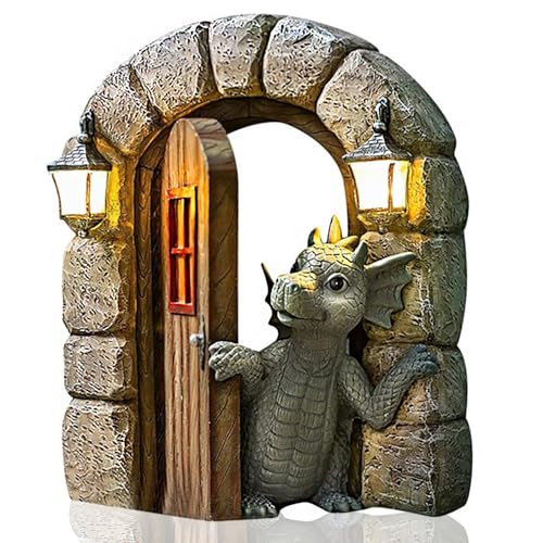 Tqpxzo Gartendrachen Figuren Deko Kunstharz Drachenskulptur Garten Offene