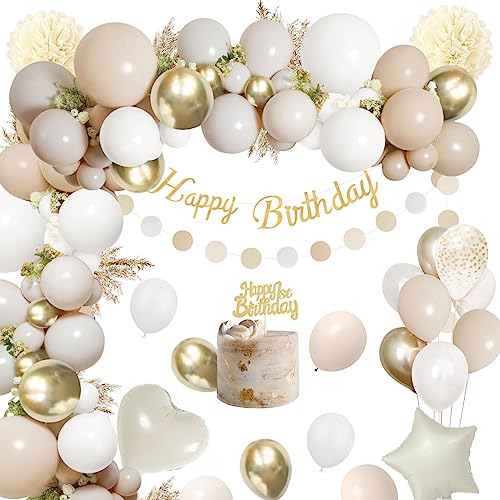 Geburtstagsdeko Beige Gold Rainllon Deko Geburtstag Sandwei Gold