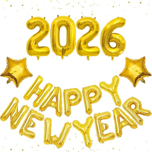 Silvester Deko 2026 Gold Happy New Year 2026