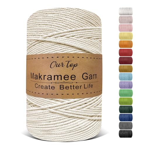 Ourtop Premium Makramee Garn Natur 3mm X 500m