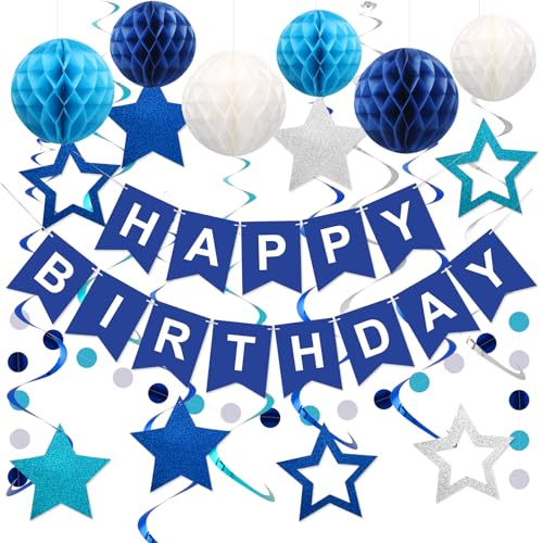 Lsoar Geburtstagsdeko Blaue Geburtstagsdekorationen Happy Birthday Banner Mit