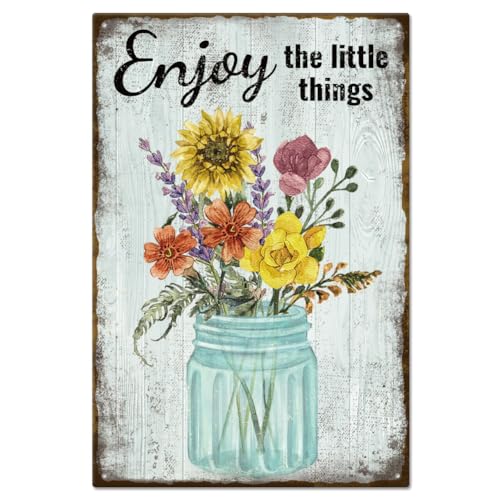 Globleland Vintage Blumen Und Lustiges Wort Metall Blechschild