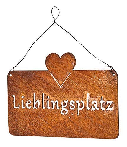 Levandeo Schild Lieblingsplatz 25x16cm Herz Garten Deko Rost