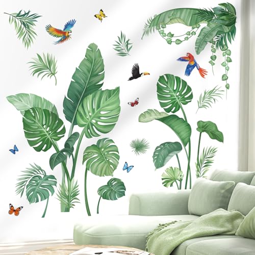 Wondever Wandtattoo Palmen Bl Tter Wandaufkleber Tropische Pflanzen