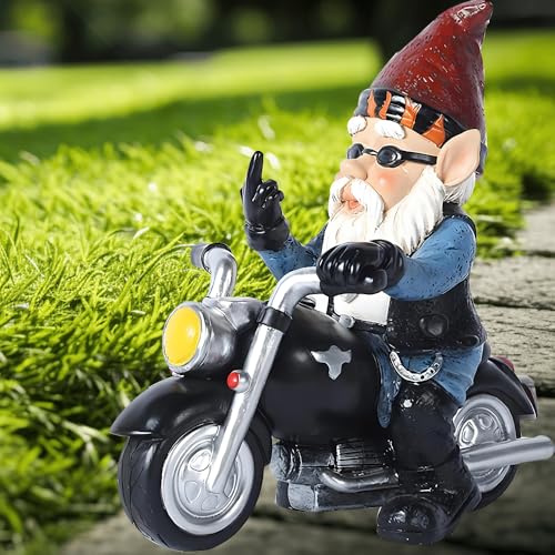 Voarge Gartenzwerg Motorrad Zwerge Gartendekoration Gartenfiguren Deko F