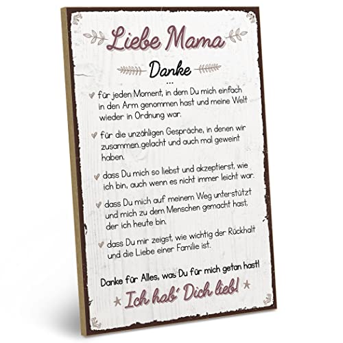 Artfaves Wandbild Holzschild Mit Spruch Danke Liebe Mama