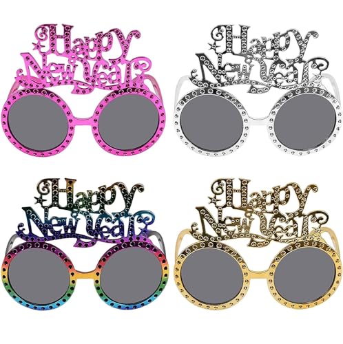 Seasboes Silvester Brille Sylvester Party Deko 4 St
