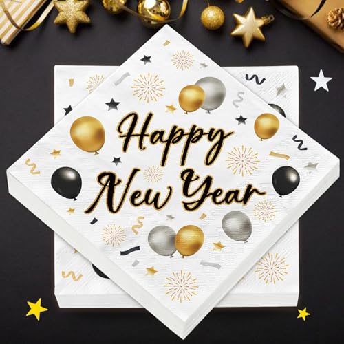 40 St Ck Servietten Silvester Deko 2026 Servietten