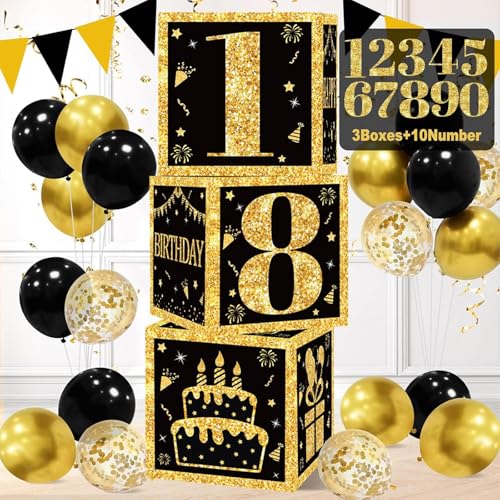 Geburtstagsdeko Junge M Nner Geburtstagsdeko Schwarz Gold Boxen