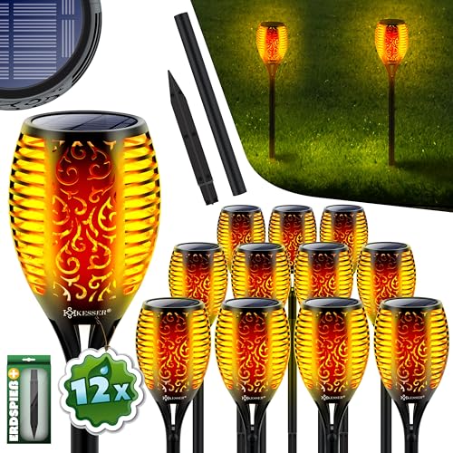 Kesser Gartenfackel Solar 12er Set Solarleuchten 12 Leds
