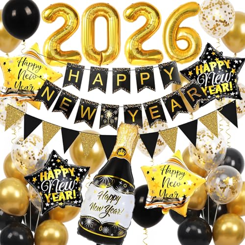 Silvester Deko 2026 Happy New Year Banner Und