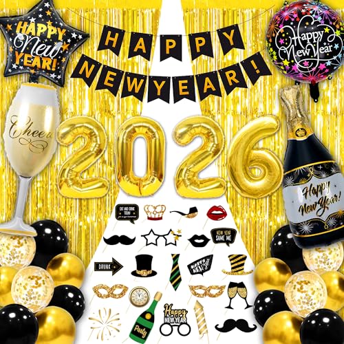 Silvester Deko 2026 Party Set 48 Pcs Happy