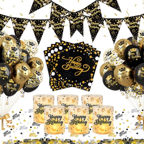 Yejikj Deko Geburtstag Schwarz Gold Geburtstag Deko Mann