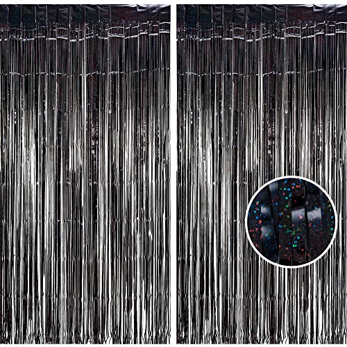 Braveshine Lametta Vorh Nge Schwarz Glitzer Vorhang Hintergrund