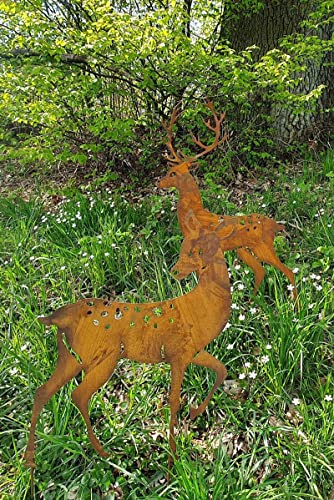 Kuheiga 2er Set Gartenstecker Reh Hirsch Tier Metall