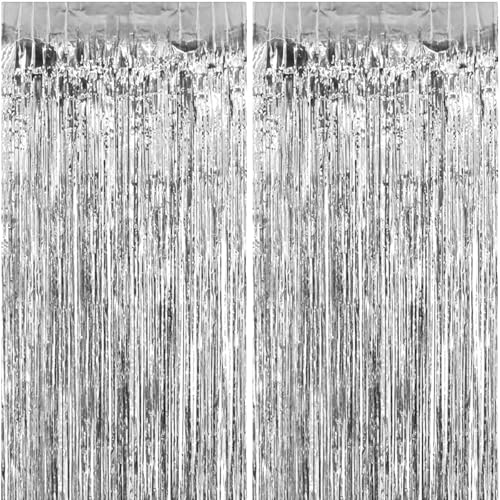 Silvester Lametta Vorhang Silber Folie Fransen Vorhang Schimmer
