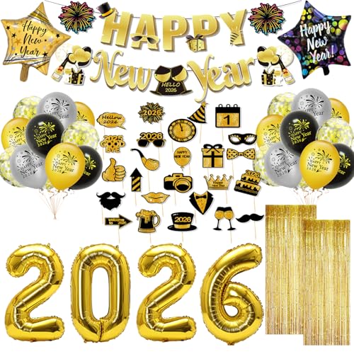 Silvester Deko 2026 Party Set Neujahr Party Dekoration