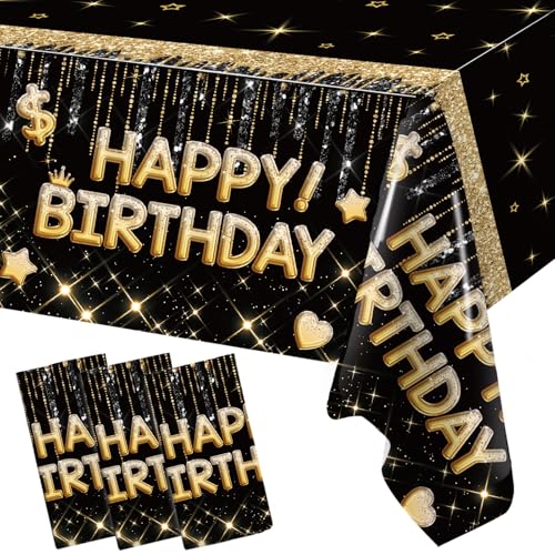Schwarz Gold Tischdecke Geburtstag 3 St Ck 220