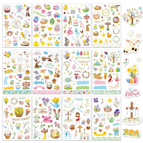 Dpkow 24 Blatt Deutsch Ostern Sticker Set Frohe
