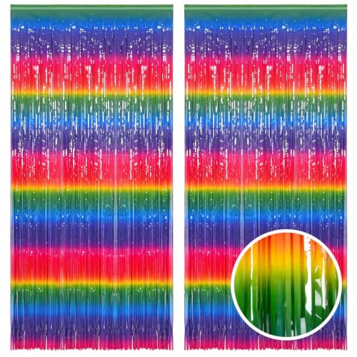 Silvester Lametta Vorhang Bunt Neon Luftschlangen Foto Hintergrund