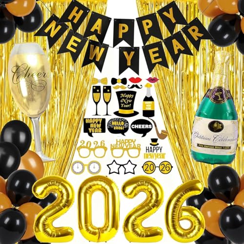 Silvester Deko 2026 Set Happy New Year Girlande
