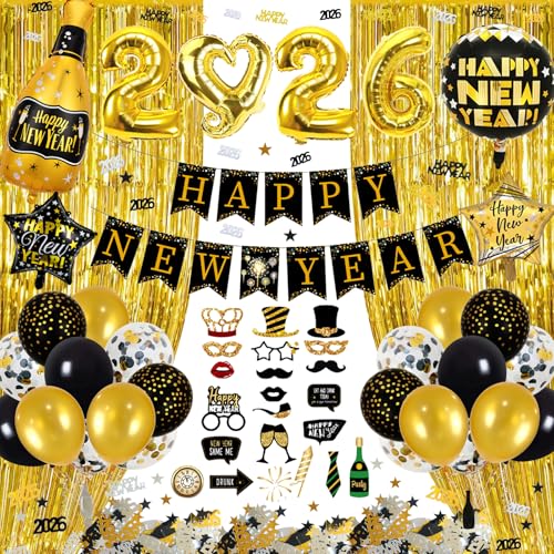 Silvester Deko 2026 Neujahr Deko 2026 Set Happy
