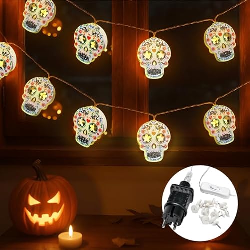 Cozyhome Halloween Totenkopf Lichterkette 6 Meter 20 Led
