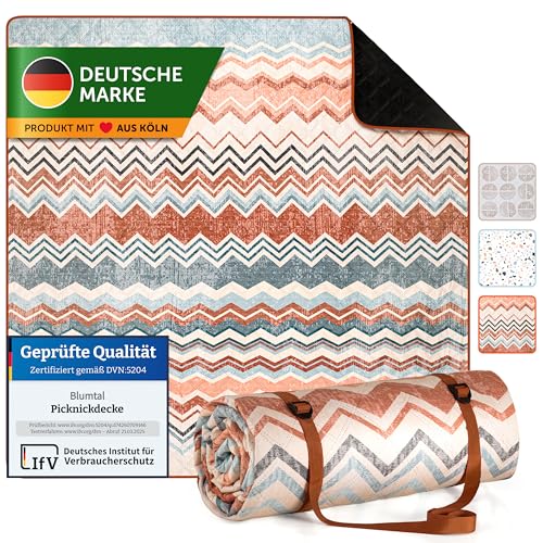 Blumtal Premium Picknickdecke Wasserabweisend 200x200 Cm Boho Terrazzo