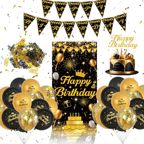 Schwarz Gold Geburtstagsdeko Set Schwarz Und Gold Luftballons