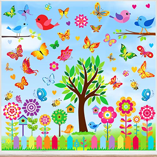 Hoowa Fensterbilder Selbstklebend Fensterbilder Fr Hling Sommer Schmetterlinge