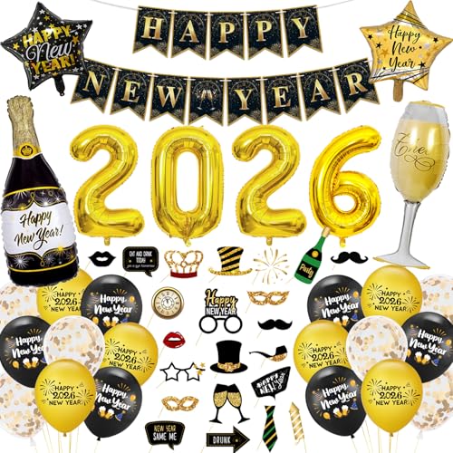 Silvester Deko 2026 Dekoration Set Neujahr Silvesterdeko Happy