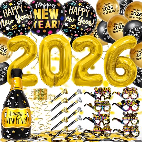 Ybwanli Silvester Deko 2026 Party Set Bunt Neujahr