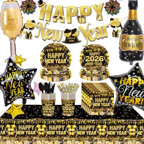 Lukiup 137 Pcs 2026 Silvester Party Geschirr Silvester