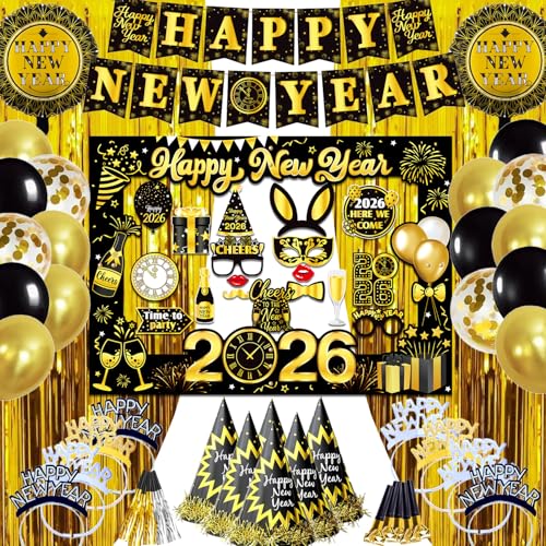 Silvester Deko 2026 Neujahr Party Dekoration Set Silvester